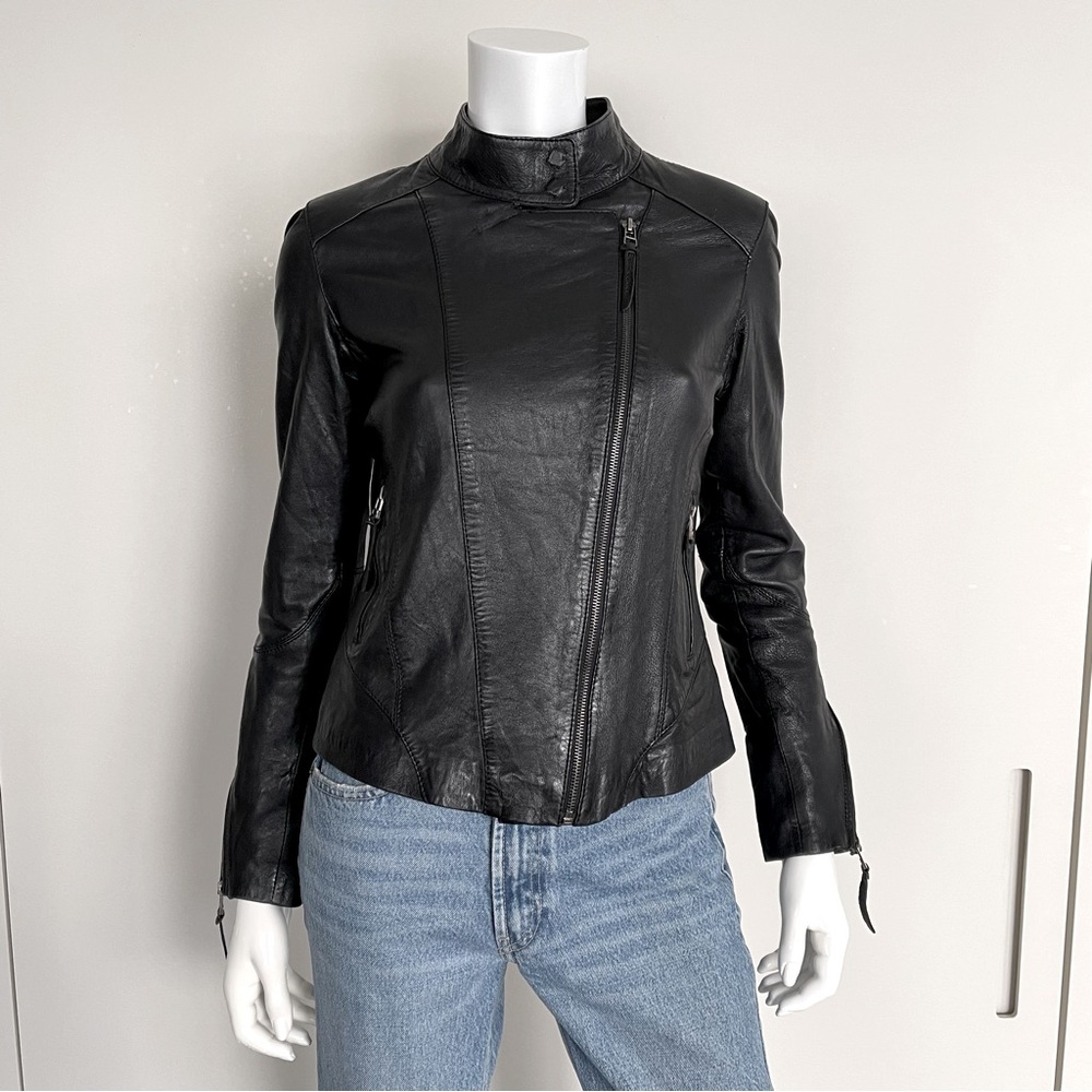 BANO EEMEE Black Biker Leather Jacket
